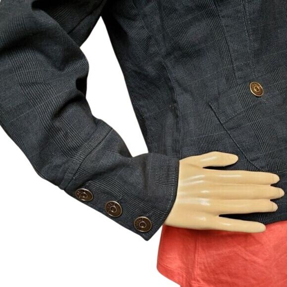 Gitano Womens Blazer Jacket Size M Button Closure Cotton Blend Black Textured - Picture 5 of 7